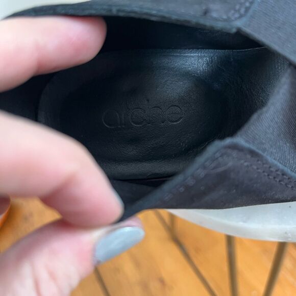 Arche Suryli Women Arche Black Nubuck Elastic Strap Comfort Wedge Shoes 38